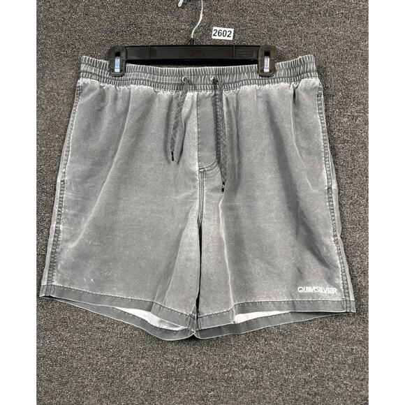Quiksilver Shorts Mens Size XL Black Gray Drawstring Back Pocket - Picture 1 of 9
